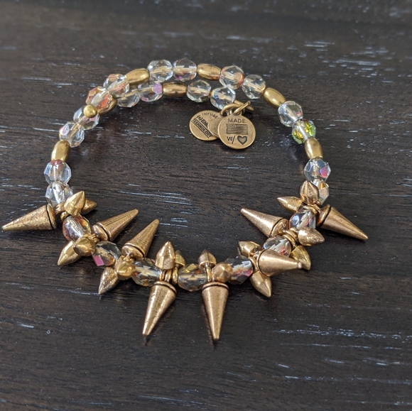 Alex and Ani Gold and Crystal Spike Bracelet - Picture 3 of 6